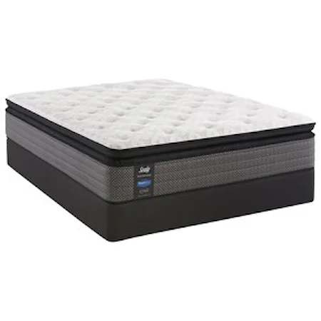 Queen 13 1/2" Cushion Firm Euro Pillow Top Pocketed Coil Mattress and 5" Low Profile StableSupport™ Foundation